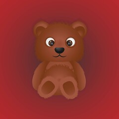 Web Fluffy brown bear on red.