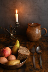 Stone Pitcher Dragon Candleholder Rustic Meal