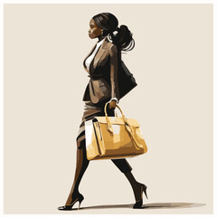 Successful and confident business woman carrying a briefcase