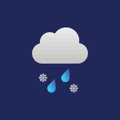 Vector illustration of snow weather icon with rain.