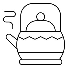 Kettle Isolated Silhouette Solid Line Icon with kettle, hot, kitchen, tea, teapot Infographic Simple Vector Illustration