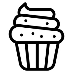 Cupcake Isolated Silhouette Solid Line Icon with cupcake, dessert, heart, love-and-romance, sweet Infographic Simple Vector Illustration