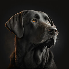 a black dog with a sideways glance 