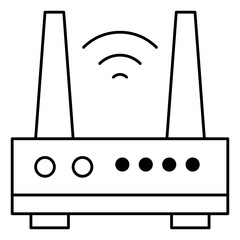 Router Isolated Silhouette Solid Line Icon with router, internet, lan, wifi, wireless Infographic Simple Vector Illustration