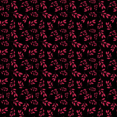 Fototapeta na wymiar Vector seamless pattern with magenta twigs on a black background. For print,packaging,textile,wallpaper,banner,web design