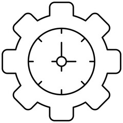 Gear Isolated Silhouette Solid Line Icon with gear, management, settings, time, watch Infographic Simple Vector Illustration