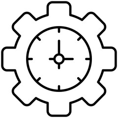 Setting Isolated Silhouette Solid Line Icon with setting, gear, management, settings, time, watch Infographic Simple Vector Illustration