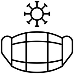 Medical-Mask Isolated Silhouette Solid Line Icon with medical-mask, mask, medical, safety, virus-protection Infographic Simple Vector Illustration