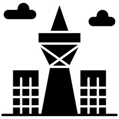 Co-Tower Isolated Silhouette Solid Line Icon with co-tower, building, canada, co, sign, tower Infographic Simple Vector Illustration