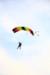 2 parachutes in the sky