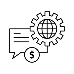 Finance Isolated Silhouette Solid Line Icon with finance, business, money, settings Infographic Simple Vector Illustration