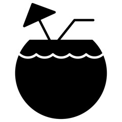 Coconut-Drink Isolated Silhouette Solid Line Icon with coconut-drink, beach, coconut, drink, juice, summer Infographic Simple Vector Illustration