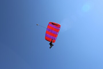parachute in the blue sky