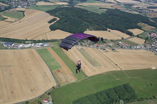 parachute aerial view of landscape