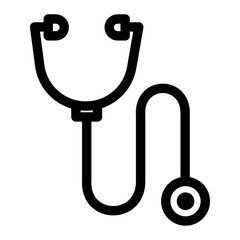 Stethoscope Isolated Silhouette Solid Line Icon with stethoscope, doctor, health, healthcare, medical Infographic Simple Vector Illustration