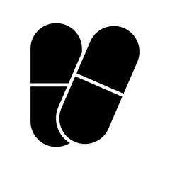 Capsules Isolated Silhouette Solid Line Icon with capsules, health, medical, medicine, pills Infographic Simple Vector Illustration