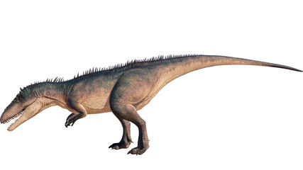 Carcharodontosaurus dinosaur isolated on blank background PNG ultra high resolution
