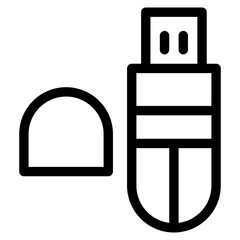 Usb-Drive Isolated Silhouette Solid Line Icon with usb-drive, cable, stick, usb Infographic Simple Vector Illustration