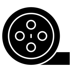 Film-Reel Isolated Silhouette Solid Line Icon with film-reel, cinema, film, movie, reel Infographic Simple Vector Illustration