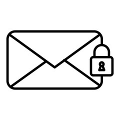 Secure-Mail Isolated Silhouette Solid Line Icon with secure-mail, email, lock, safety, secure Infographic Simple Vector Illustration