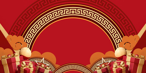 Asia background minimal style for branding product presentation on Happy Chinese new year, Chinese Festivals, Mid Autumn Festival background. 3D illustration