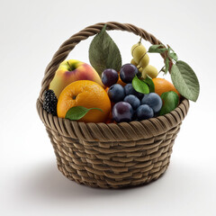 basket full of fruits. Generative AI - obrazy, fototapety, plakaty