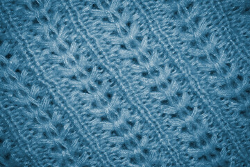 Knitted woolen background, blue texture