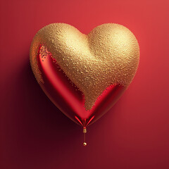 golden heart-shaped birthday balloon. Generative AI