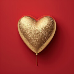 golden heart-shaped birthday balloon. Generative AI - obrazy, fototapety, plakaty