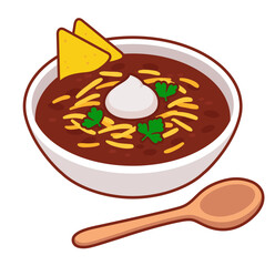 Chili con carne bowl illustration