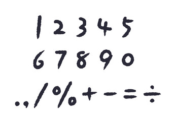 シンプルな数字セット　手書き　割合　数値　装飾　フォント