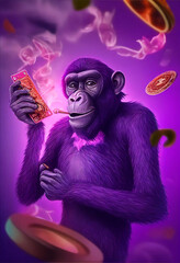 A Surreal Purple Ape Gambler