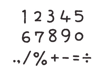 シンプルでかわいい数字セット　手書き　割合　数値　装飾　フォント