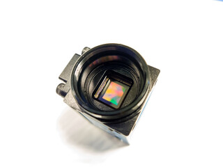 Camera sensor, camera chip of microscope camera used for black and white images. Chip showing...