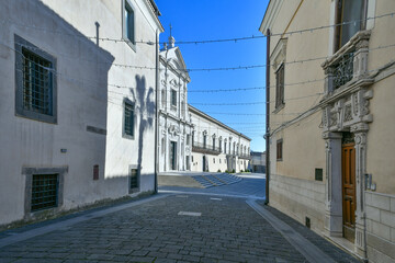 The facade of the cathedral and the bishop's palace in Melfi, a square of the historic town in southern Italy.