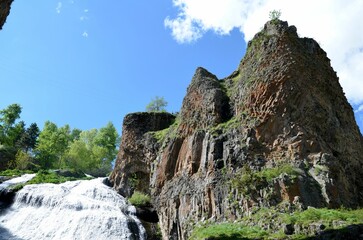 beautiful view at Jermuk waterfall, Armenia