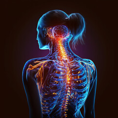 A man having acute pain in the back. Generative AI. - obrazy, fototapety, plakaty