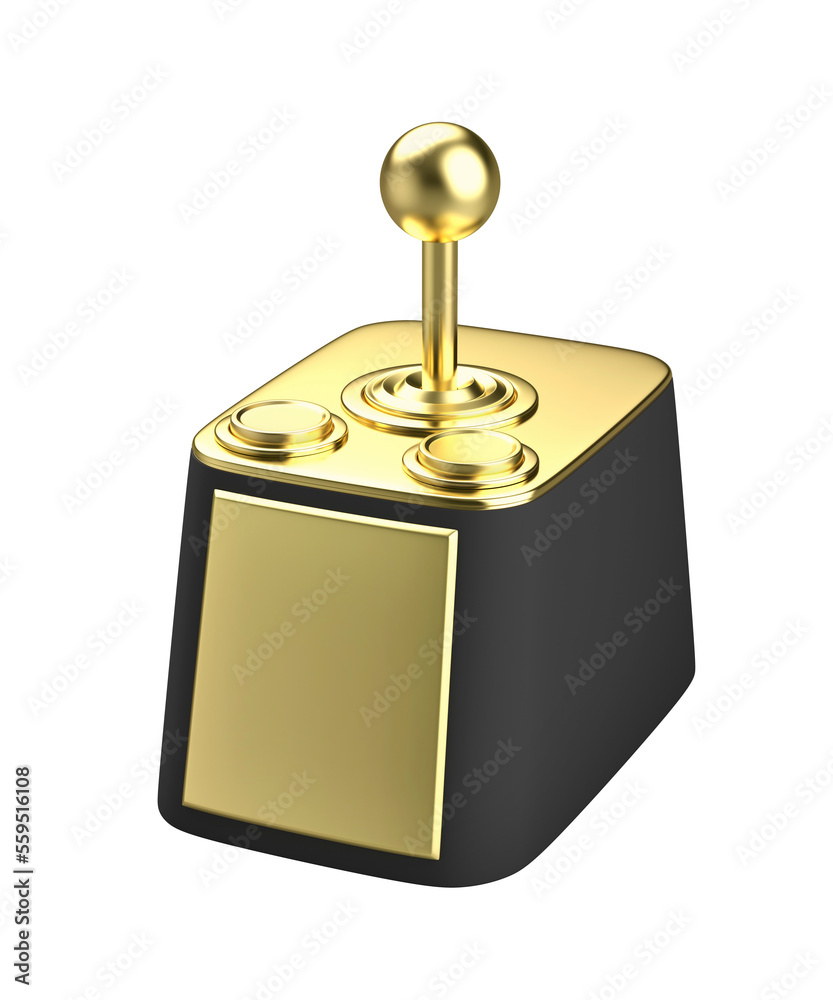 Wall mural gold computer joystick trophy on transparent background