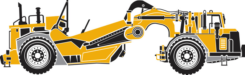 Motor Scrapper Truck in dual tone color vector