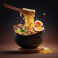 japanese ramen soup. Generative AI - obrazy, fototapety, plakaty