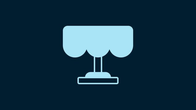 White Wooden table icon isolated on blue background. Street cafe. 4K Video motion graphic animation