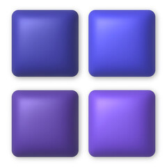 Set of 4 blue and purple 3d buttons for web design. 3d realistic design element.