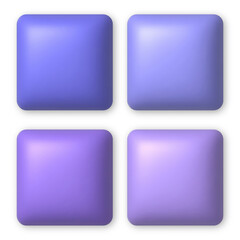 Set of 4 blue and lilac 3d buttons for web design. 3d realistic design element.
