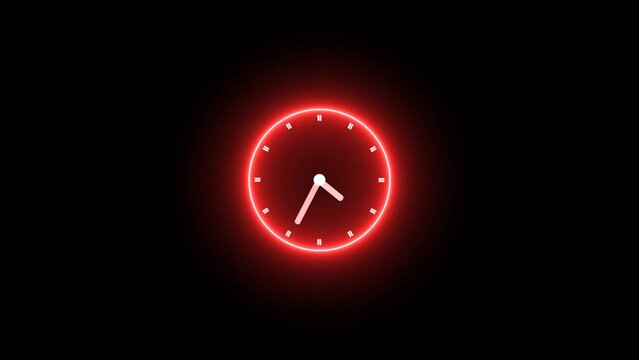 red color circle clock animation on black background
