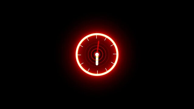 digital analog clock animated with technology radio signal on black background