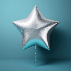 silver star-shaped balloon. Generative AI - obrazy, fototapety, plakaty