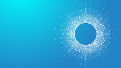 Blockchain transfer satellite future communications illustration. Abstract technology cloud world. Global network fintech background. Digital blockchain communications