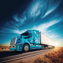 Fototapeta truck on the road. Generative AI obraz