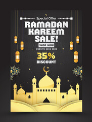 Ramadan kareem sale poster template illustration