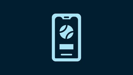 White Smartphone with baseball ball on the screen icon isolated on blue background. Online baseball game for mobile phone. 4K Video motion graphic animation - Powered by Adobe
